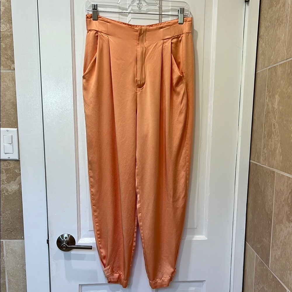 Zara Peach Satin Trousers